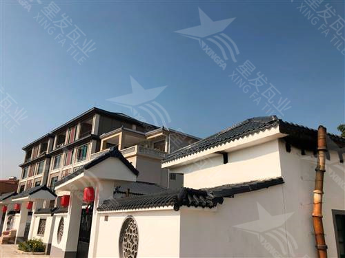 衢州仿古樹脂瓦一體屋檐裝飾塑料瓦片 古建筑門樓圍墻瓦中式門頭仿古瓦 星發(fā)牌定制